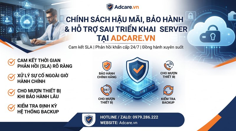 Chính Sách Hậu Mãi, Bảo Hành & Hỗ Trợ Sau Triển Khai Máy Chủ Tại Adcare.vn