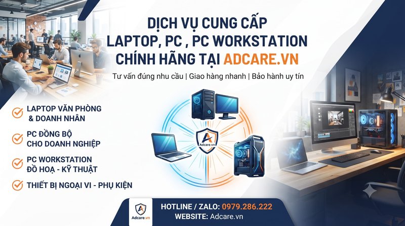 Dịch Vụ Cung Cấp Laptop, PC, PC Workstation Chính Hãng Tại Adcare.vn