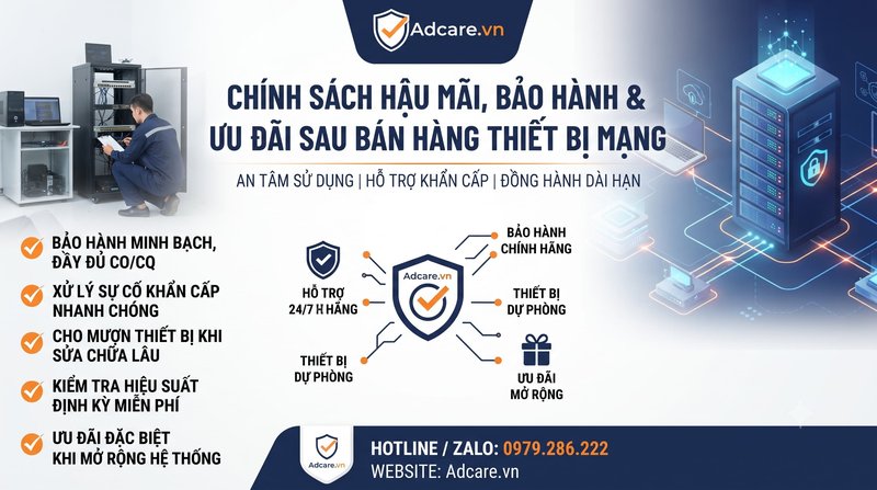 Chính Sách Hậu Mãi, Bảo Hành & Ưu Đãi Sau Bán Hàng Thiết Bị Mạng Tại Adcare.vn