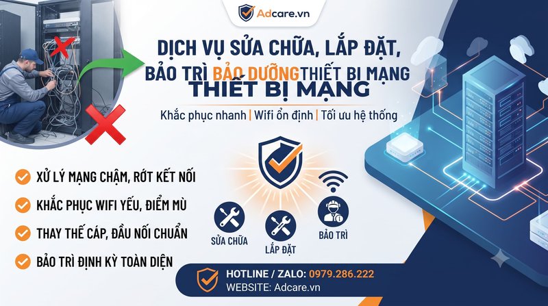 Dịch Vụ Sửa Chữa, Lắp Đặt, Bảo Trì Bảo Dưỡng Thiết Bị Mạng