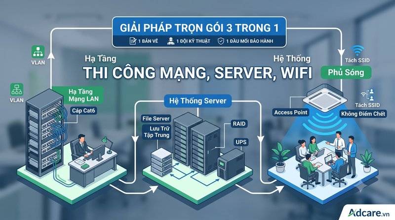 Giải Pháp Trọn Gói: Thi Công Mạng – Server – Wifi Cho Văn Phòng