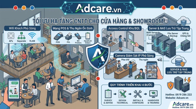 Giải Pháp Trọn Gói: Mạng, Wifi, Camera An Ninh, Server Và Backup Cho Cửa Hàng & Showroom
