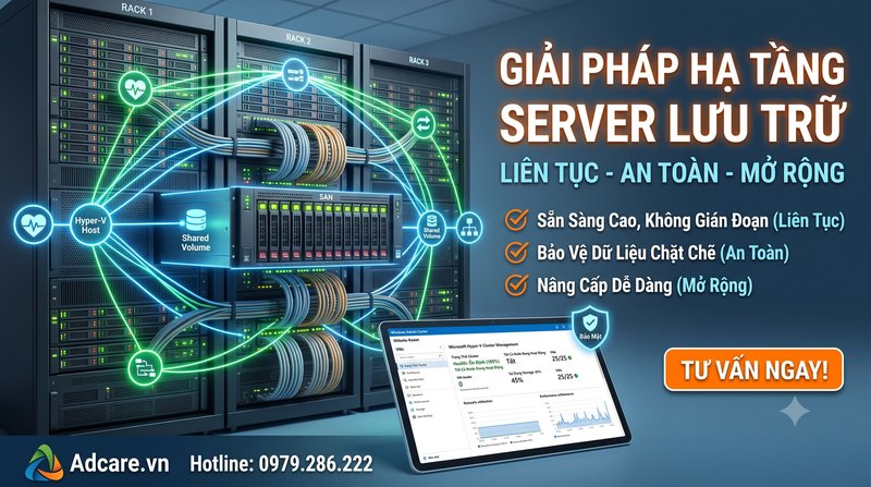 Giải Pháp Hạ Tầng Server Lưu Trữ Dữ Liệu: SAN & Hyper-V Cluster Cho Doanh Nghiệp